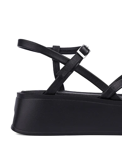 Женские босоножки кожаные черные - фото 7 - Miraton