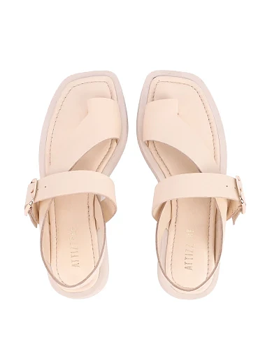 Женские сандалии кожаные рисового цвета - фото 2 - Miraton