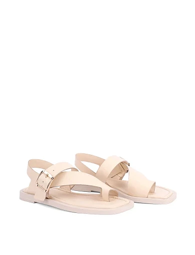 Женские сандалии кожаные рисового цвета - фото 3 - Miraton