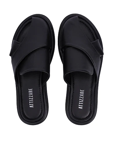 Женские слиперы кожаные черные - фото 2 - Miraton