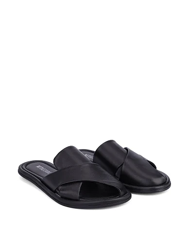 Женские слиперы кожаные черные - фото 3 - Miraton