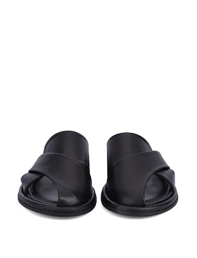 Женские слиперы кожаные черные - фото 5 - Miraton