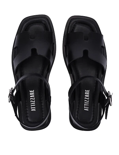 Женские сандалии кожаные черные - фото 2 - Miraton