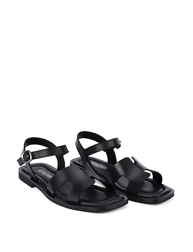 Женские сандалии кожаные черные - фото 3 - Miraton