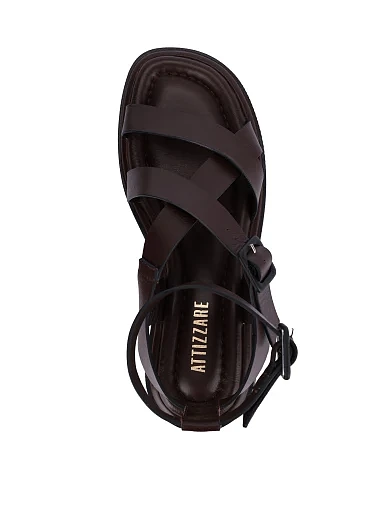 Женские сандалии кожаные коричневые - фото 2 - Miraton