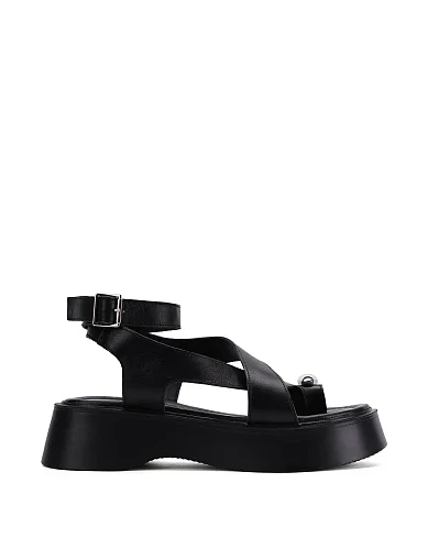 Женские босоножки кожаные черные - фото 1 - Miraton