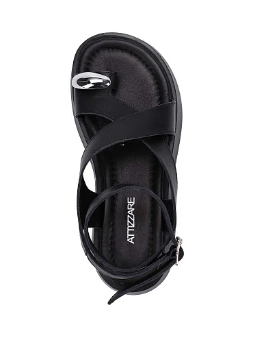 Женские босоножки кожаные черные - фото 2 - Miraton