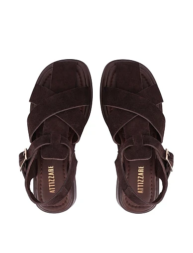 Жіночі сандалі велюрові коричневі(4186) - фото 2 - Miraton