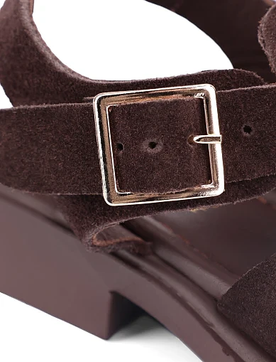 Жіночі сандалі велюрові коричневі(4186) - фото 5 - Miraton