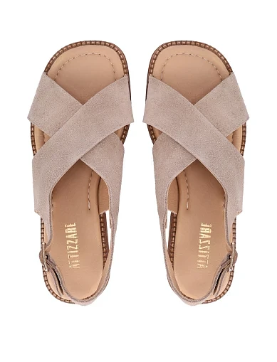 Женские сандалии велюровые бежевые - фото 2 - Miraton