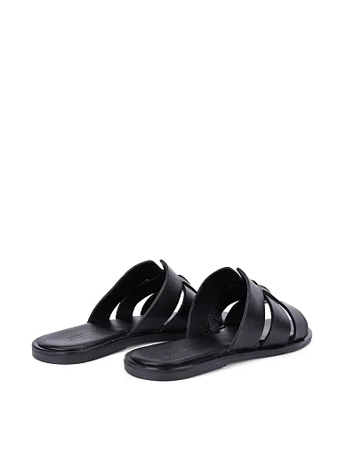 Женские шлепанцы кожаные черные - фото 4 - Miraton