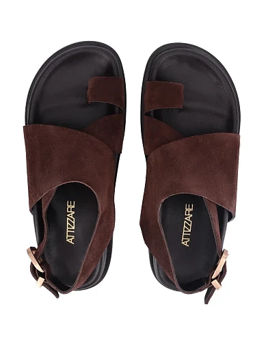 Жіночі сандалі велюрові коричневі(621111) - фото 2 - Miraton