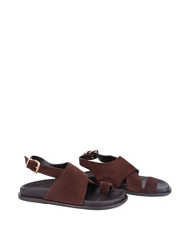 Жіночі сандалі велюрові коричневі(621111) - фото 3 - Miraton