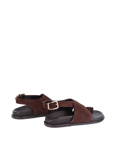 Жіночі сандалі велюрові коричневі(621111) - фото 4 - Miraton