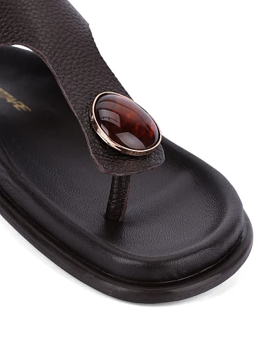 Женские сандалии кожаные коричневые - фото 5 - Miraton