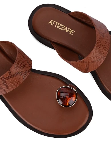 Жіночі шльопанці шкіряні коричневі(623408) - фото 5 - Miraton