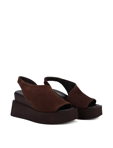 Жіночі босоніжки велюрові коричневі(627701) - фото 3 - Miraton