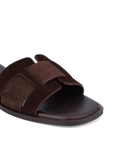 Женские шлепанцы велюровые коричневые - фото 5 - Miraton