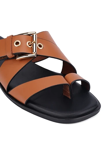 Женские шлепанцы кожаные коричневые - фото 5 - Miraton