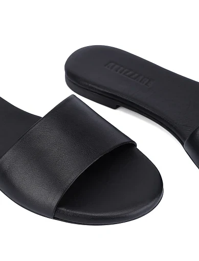 Женские шлепанцы кожаные черные - фото 5 - Miraton