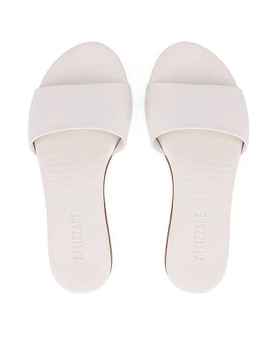 Жіночі шльопанці шкіряні рисового кольору(265202) - фото 2 - Miraton