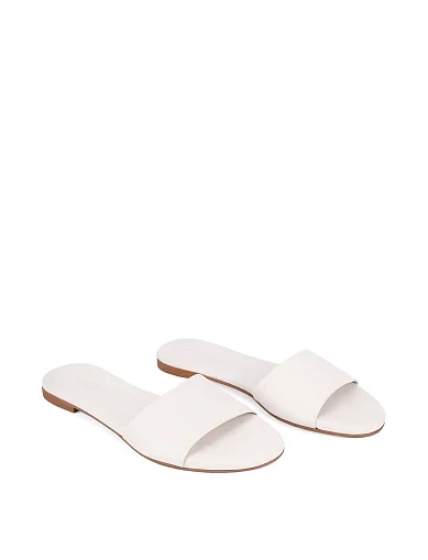 Жіночі шльопанці шкіряні рисового кольору(265202) - фото 3 - Miraton