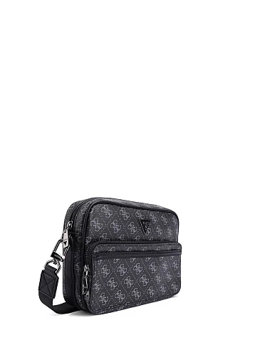 Мужская сумка через плечо из экокожи черная - фото 2 - Miraton