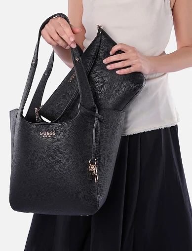 Жіноча сумка з екошкіри чорна(HWBG73 34220) - фото 2 - Miraton