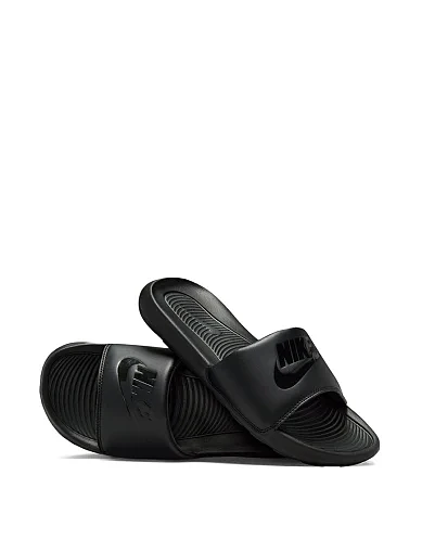 Мужские шлепанцы Nike VICTORI ONE SLIDE из экокожи черные - фото 4 - Miraton