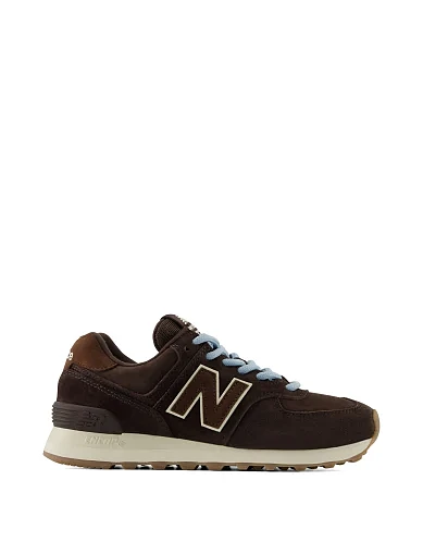 Женские кроссовки New Balance W57474P замшевые коричневые - фото 1 - Miraton