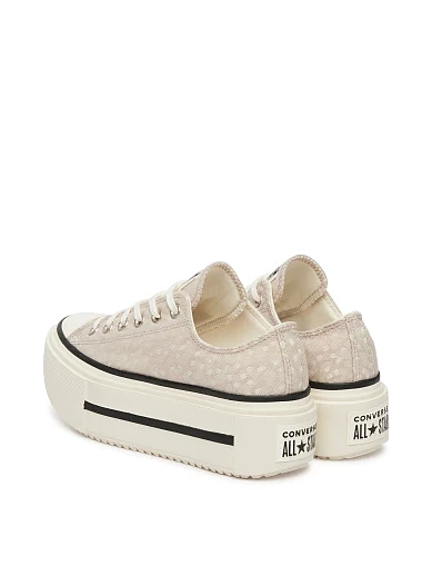 Женские кеды Converse Chuck Taylor All Star Lift Double Stack текстильные бежевые - фото 3 - Miraton