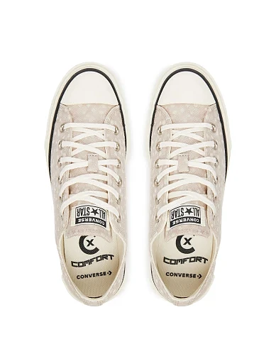 Женские кеды Converse Chuck Taylor All Star Lift Double Stack текстильные бежевые - фото 4 - Miraton