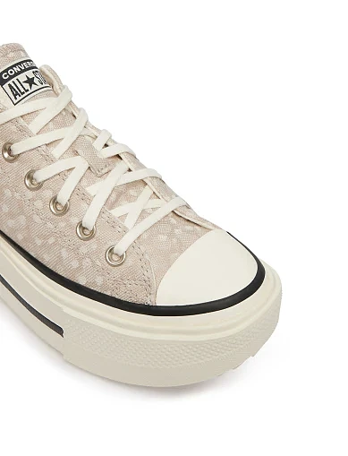 Женские кеды Converse Chuck Taylor All Star Lift Double Stack текстильные бежевые - фото 6 - Miraton