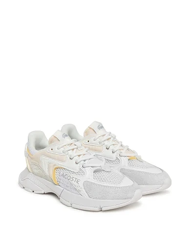 Женские кроссовки Lacoste L003 замшевые молочного цвета - фото 2 - Miraton