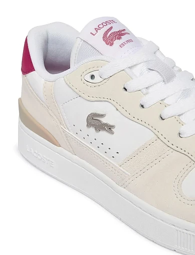Жіночі кеди Lacoste T-CLIP шкіряні молочного кольору(751SFA01141S6) - фото 6 - Miraton