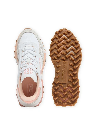 Женские кроссовки Lacoste ELITE ACTIVE замшевые молочного цвета - фото 4 - Miraton