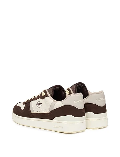 Мужские кеды Lacoste T-CLIP кожаные молочного цвета - фото 3 - Miraton