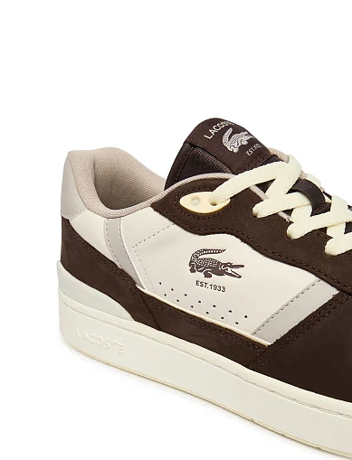Мужские кеды Lacoste T-CLIP кожаные молочного цвета - фото 6 - Miraton