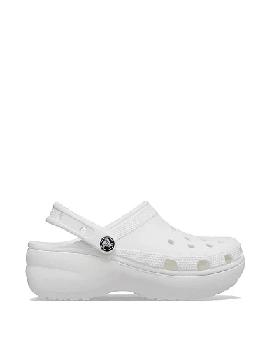 Женские сабо Crocs Classic Platform Clog резиновые белые - фото 1 - Miraton