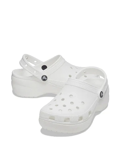 Женские сабо Crocs Classic Platform Clog резиновые белые - фото 2 - Miraton