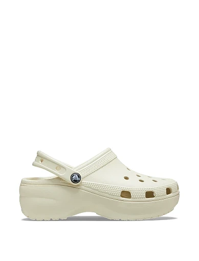 Женские сабо Crocs Classic Platform Clog резиновые молочного цвета - фото 1 - Miraton