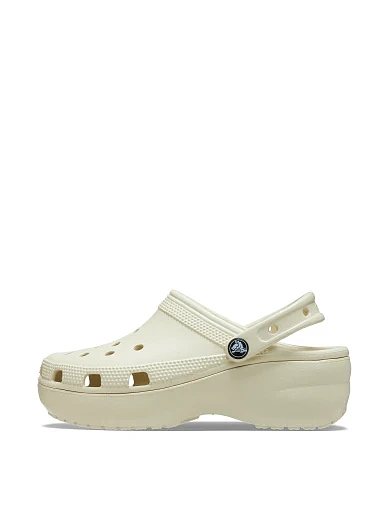 Женские сабо Crocs Classic Platform Clog резиновые молочного цвета - фото 2 - Miraton