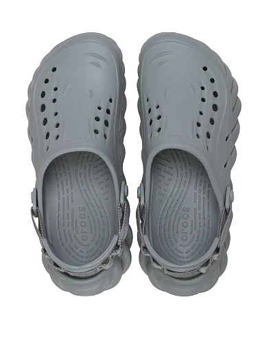 Мужские сабо Crocs Echo Clog резиновые серые - фото 3 - Miraton