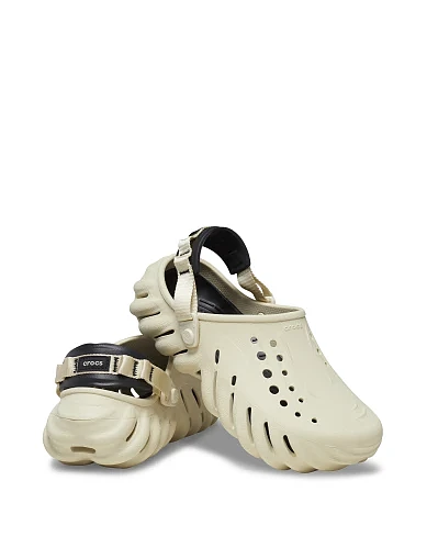 Жіночі сабо Crocs Echo Clog гумові молочного кольору(207937-2YJ) - фото 3 - Miraton