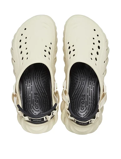 Жіночі сабо Crocs Echo Clog гумові молочного кольору(207937-2YJ) - фото 4 - Miraton