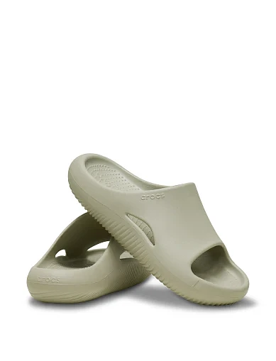 Мужские шлепанцы Crocs Mellow Slide резиновые бежевые - фото 3 - Miraton
