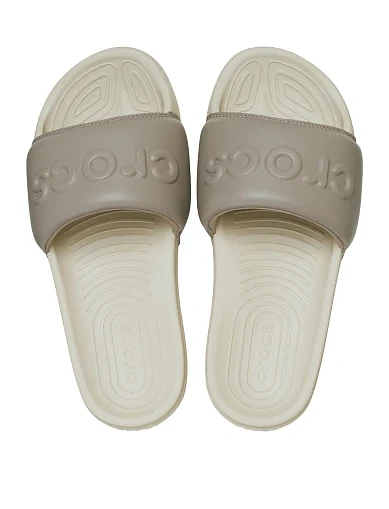 Женские шлепанцы Crocs All Day Slide из экокожи бежевые - фото 4 - Miraton