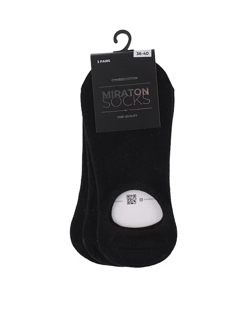Женские носки MIRATON короткие хлопковые черные - фото 1 - Miraton