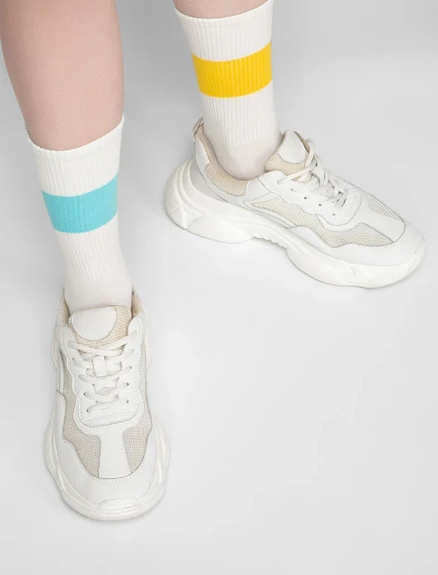 Набор женских высоких носков Legs Socks Cotton Line желтые, 2 пары - фото 1 - Miraton