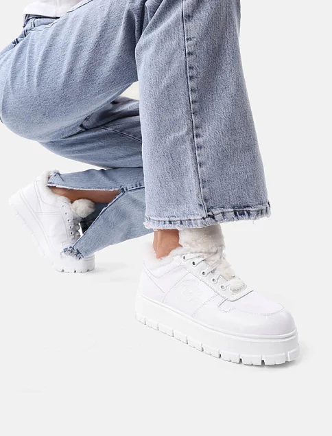 Женские кеды MIRATON кожаные белые - фото 1 - Miraton